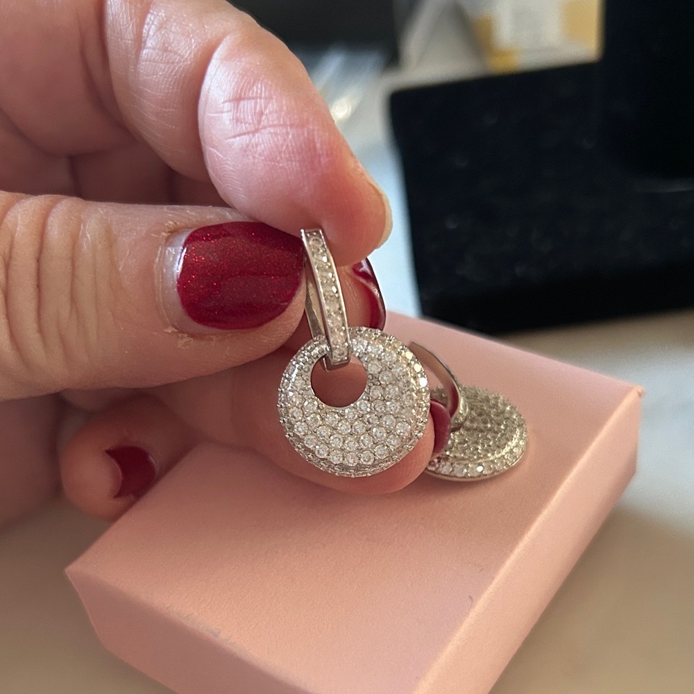 Moissanite Diamond disc dangle Earrings - Picture 1 of 5